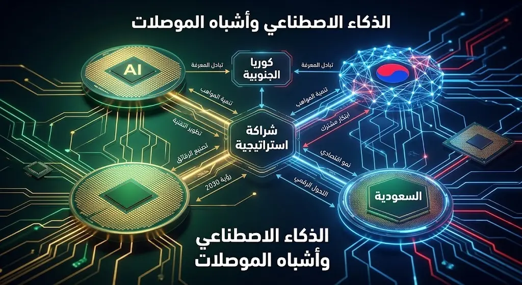 تصميم ثلاثي الأبعاد وإبداعي يجمع بين شبكات الذكاء الاصطناعي وشرائح أشباه الموصلات لتمثيل الشراكة التقنية