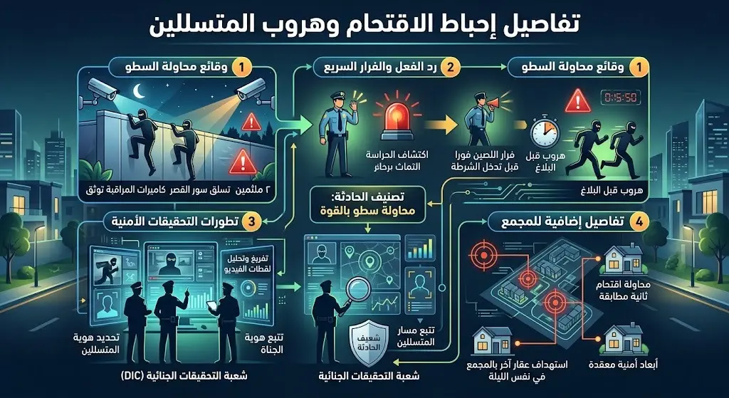 تفاصيل إحباط الاقتحام وهروب المتسللين
