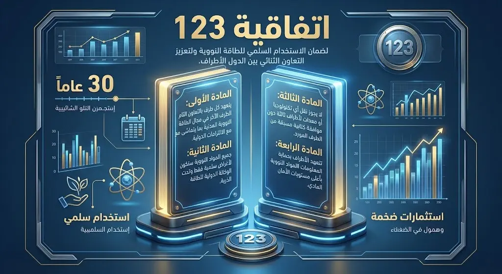 إنفوجرافيك يوضح تفاصيل الاتفاقيتين النوويتين بين السعودية وأمريكا وإطار اتفاقية 123