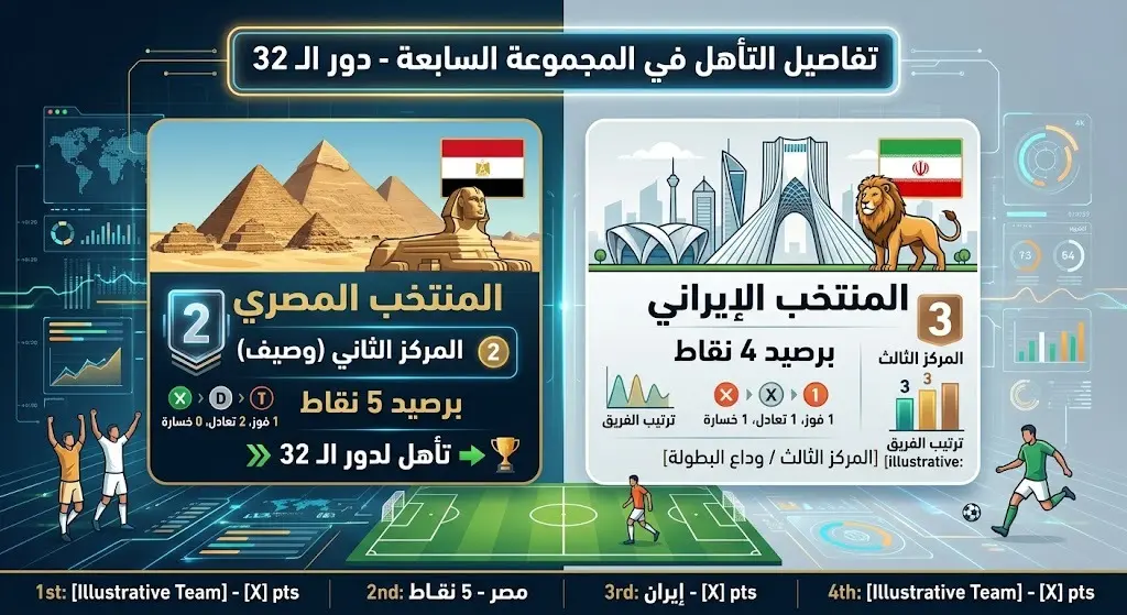 تفاصيل التأهل في المجموعة السابعة