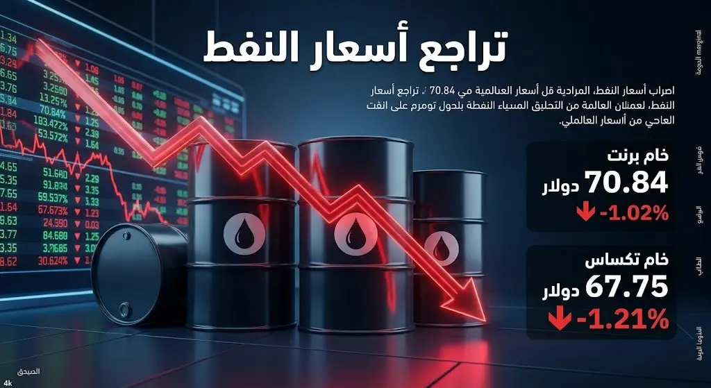 إنفوجرافيك يوضح تراجع أسعار خام برنت وخام غرب تكساس الوسيط وتفاصيل التداولات