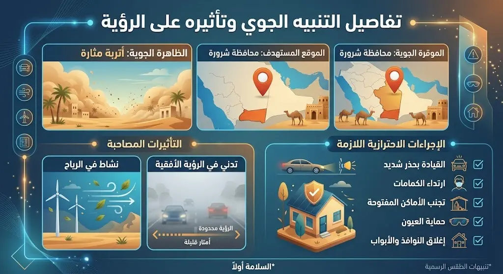 تفاصيل التنبيه الجوي وتأثيره على الرؤية