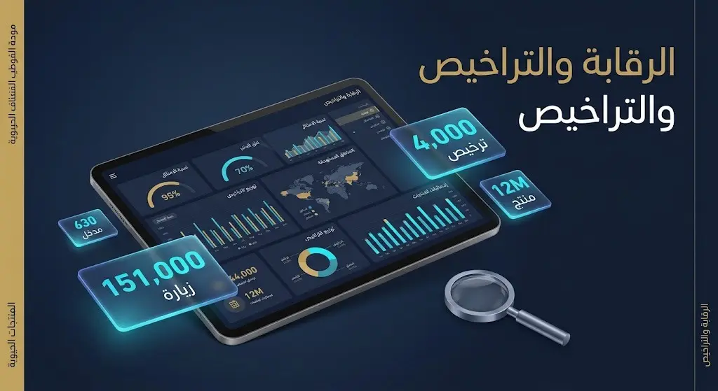 إنفوجرافيك ثلاثي الأبعاد يستعرض إحصاءات الجولات الرقابية وتراخيص التخفيضات بوزارة التجارة للربع الثاني من 2026.