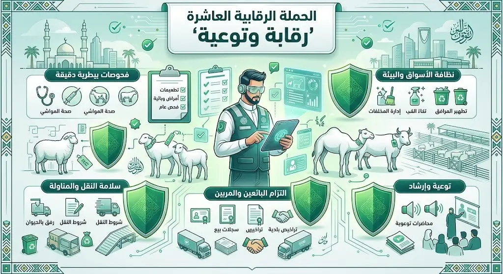 إنفوجرافيك يوضح تفاصيل وأهداف الحملة الرقابية العاشرة بأسواق الماشية في منطقة مكة المكرمة