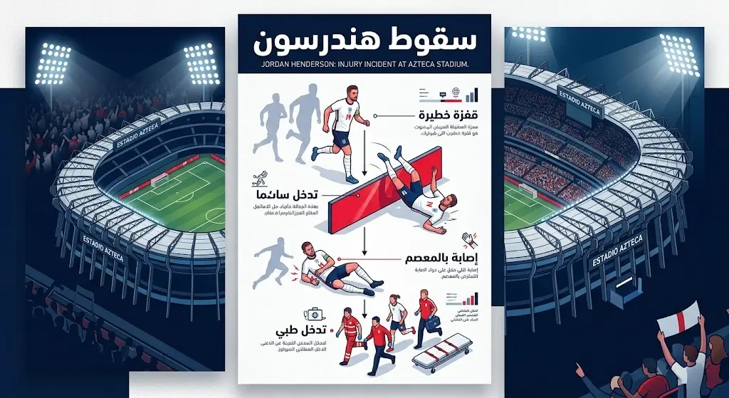إنفوجرافيك يوضح التسلسل الزمني لإصابة جوردان هندرسون وسقوطه في ملعب أزتيكا