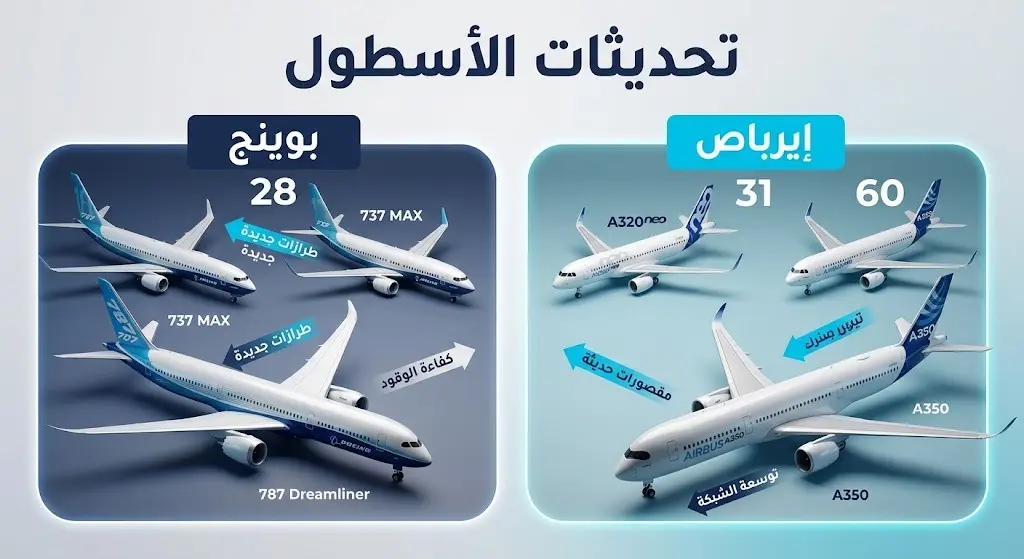 إنفوجرافيك يوضح تفاصيل طلبيات طيران الرياض لتوسعة أسطولها من طائرات بوينج وإيرباص