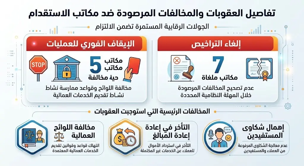 تفاصيل العقوبات والمخالفات المرصودة