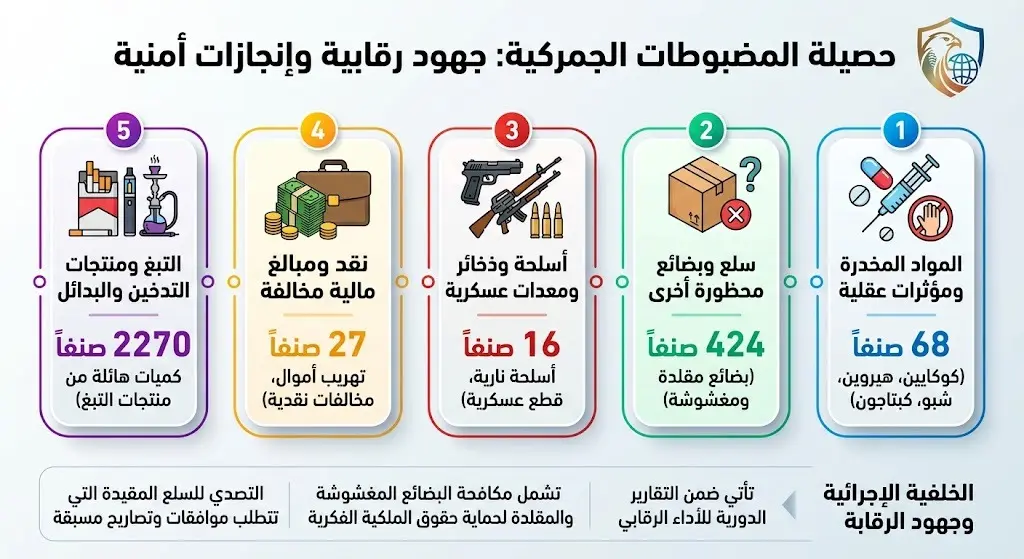 تفاصيل المضبوطات الجمركية