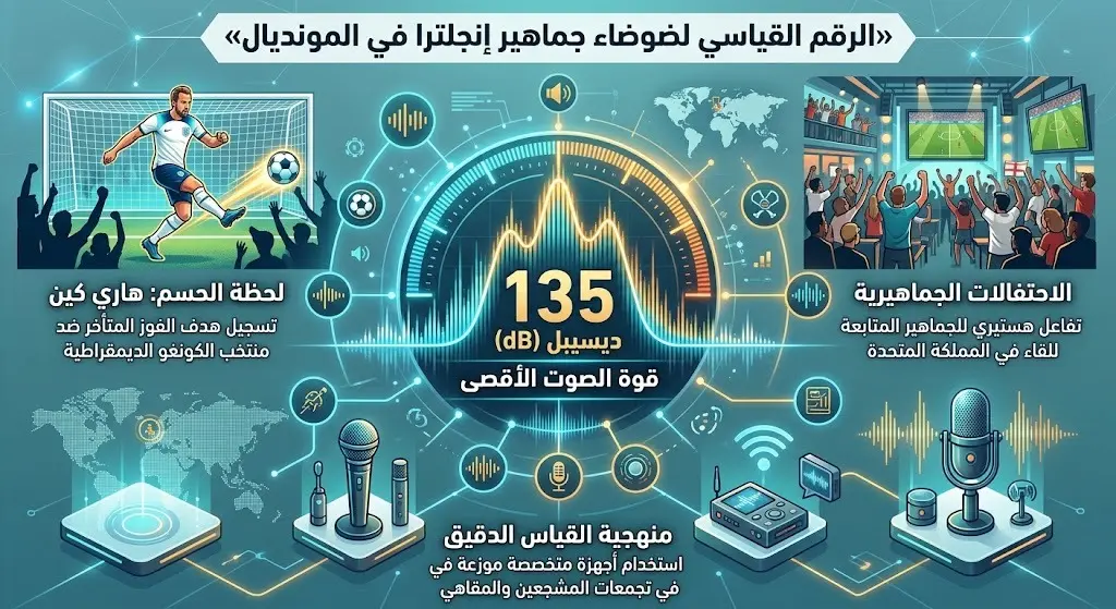 تفاصيل مستويات الضوضاء القياسية لجماهير إنجلترا في المونديال