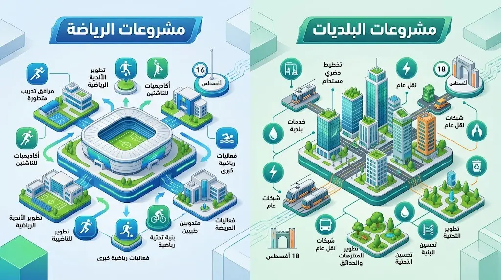 إنفوجرافيك يستعرض تفاصيل مشروعات القطاع الرياضي والبلدي المطروحة عبر منصة استطلاع ومواعيد انتهاء استقبال المرئيات.
