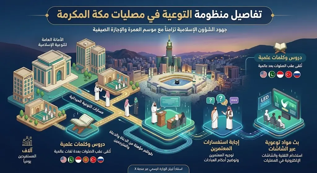تفاصيل منظومة التوعية في مصليات مكة المكرمة