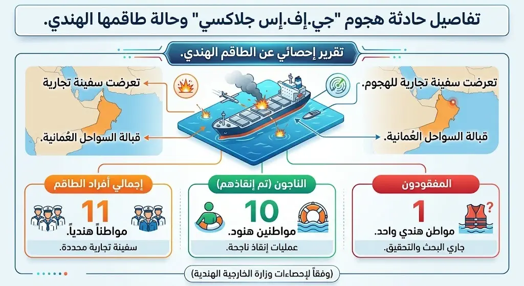 تفاصيل هجوم "جي.إف.إس جلاكسي" وحالة الطاقم