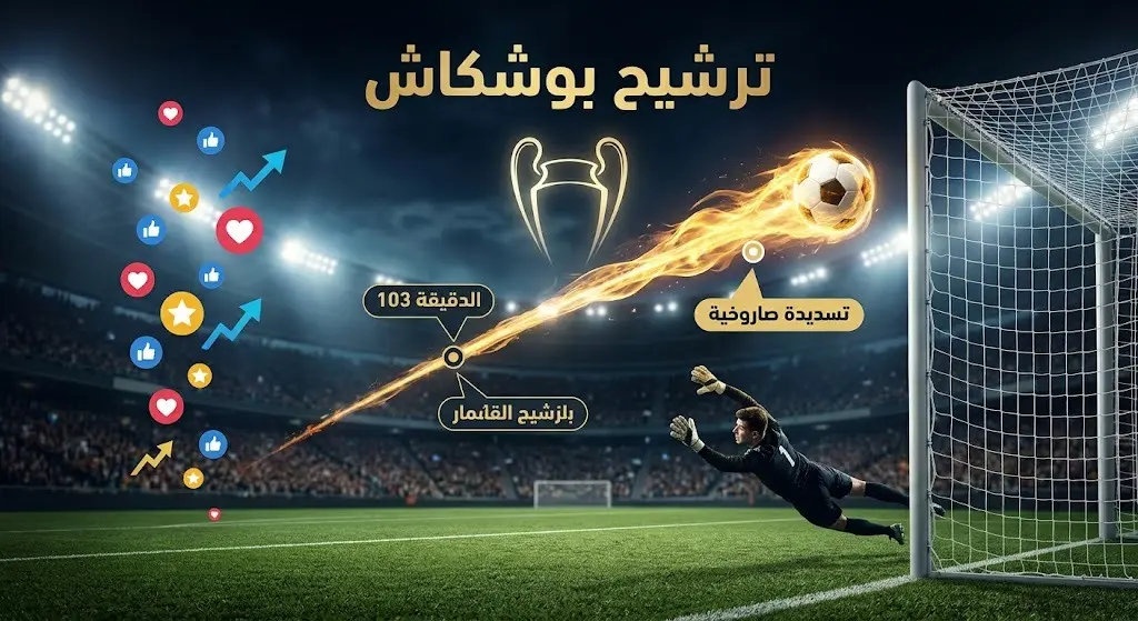 تصميم بصري وإنفوجرافيك يوضح مسار التسديدة الصاروخية للاعب سيدني كابرال في شباك الأرجنتين مع رموز تعبر عن جائزة بوشكاش وتفاعل الجماهير