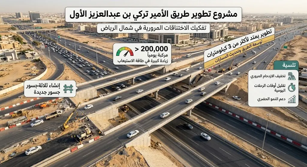 تفكيك الاختناقات المرورية شمال الرياض عبر إنشاء ثلاثة جسور جديدة تستوعب أكثر من 200 ألف مركبة يوميا