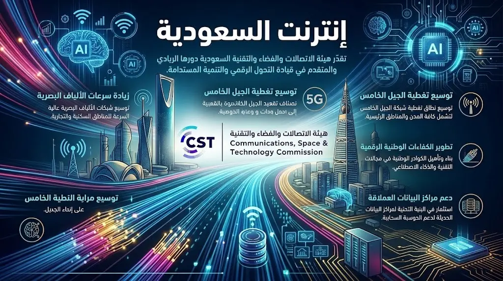 تقرير "إنترنت السعودية": المملكة ضمن أعلى 5 دول بمجموعة العشرين في سرعة التحميل وتبني الذكاء الاصطناعي يتجاوز 45%