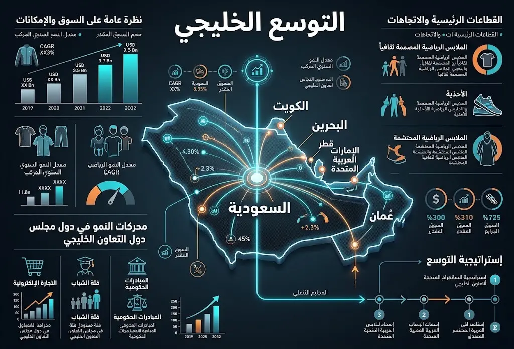 رسم بياني يوضح استراتيجية توسع العلامة التجارية انطلاقاً من السوق السعودي نحو بقية دول مجلس التعاون الخليجي.