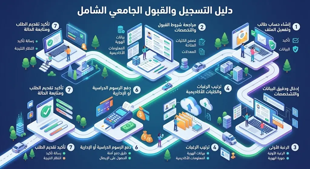 إنفوجرافيك يوضح خطوات توجيهات التسجيل وإجراءات التقديم لجامعة تبوك عبر منصة قبول