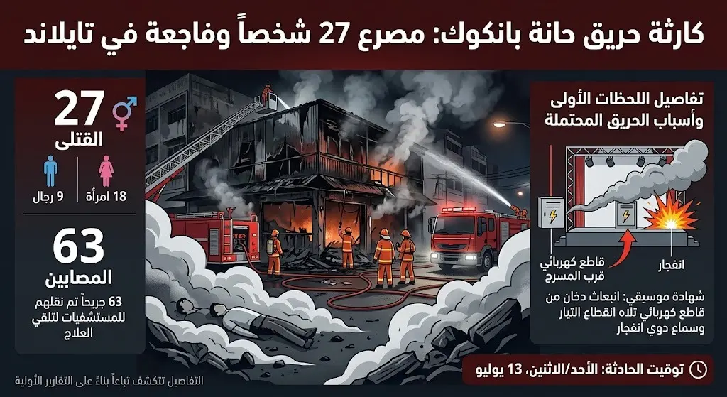 جثث متفحمة محاصرة بالدخان وتفاصيل مروعة لحريق حانة بانكوك الذي أودى بحياة 27 شخصا
