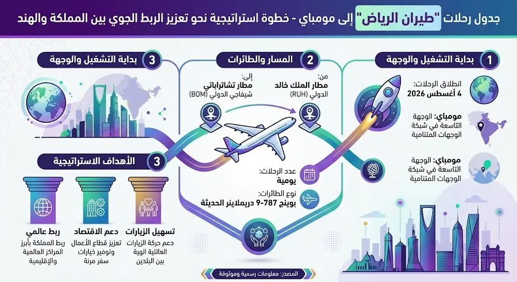 جدول رحلات "طيران الرياض" إلى مومباي