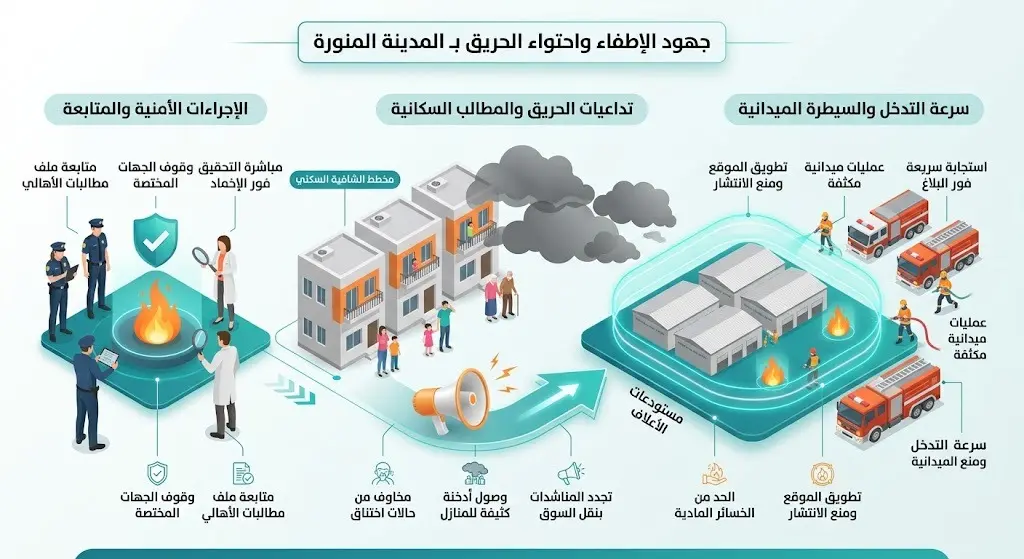 جهود الإطفاء واحتواء الحريق