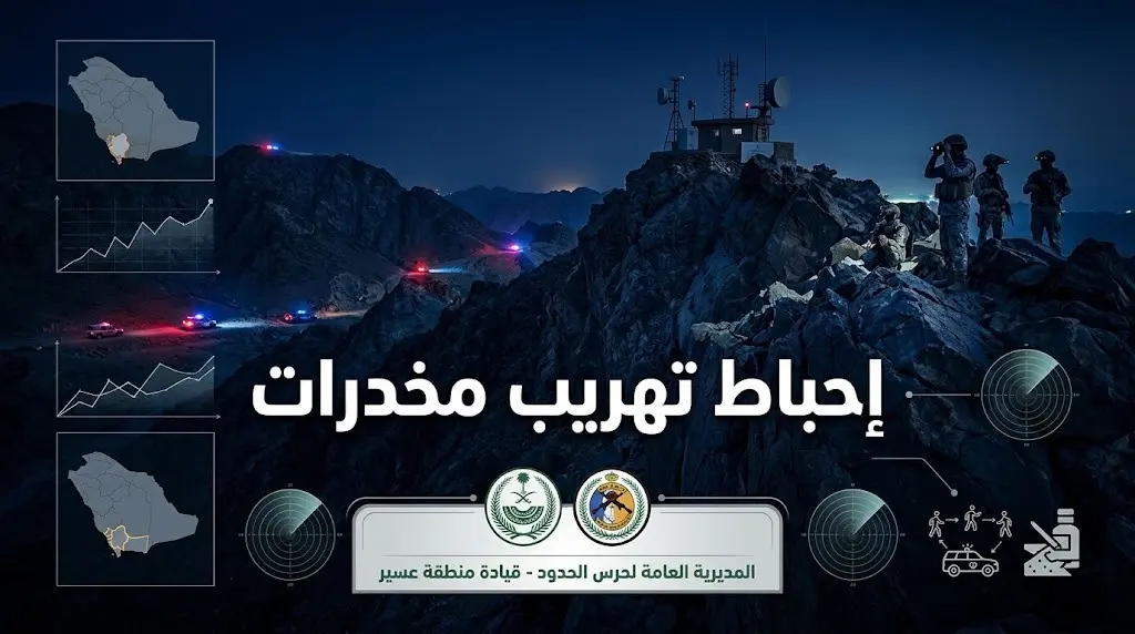 حرس الحدود يحبط محاولة تهريب 4 كيلوجرامات من الحشيش المخدر بقطاع الربوعة في منطقة عسير