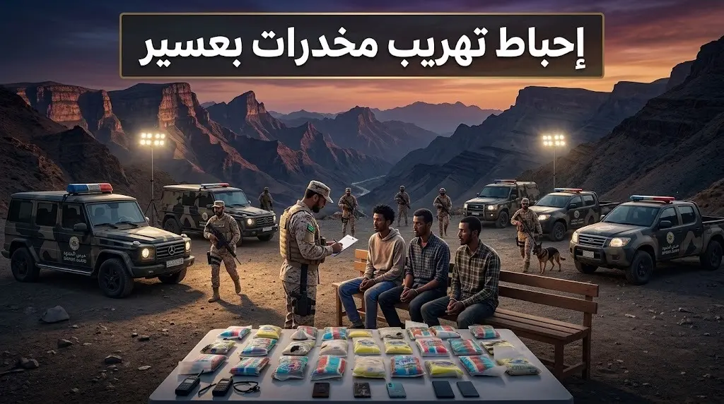 حرس الحدود يطيح بأربعة إثيوبيين في عسير إثر إحباط محاولة تهريب 34 كيلوجراما من الحشيش المخدر