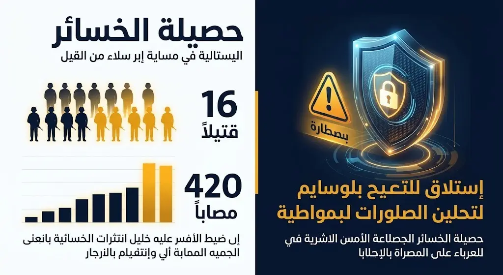 رسم بياني حديث يبرز إحصائيات خسائر القوات الأمريكية والتدابير الأمنية المشددة للسفارات.