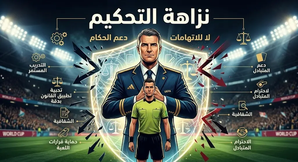 صورة تعبيرية تظهر دعم لجنة الحكام لطواقم التحكيم ورفض التشكيك في نزاهتهم