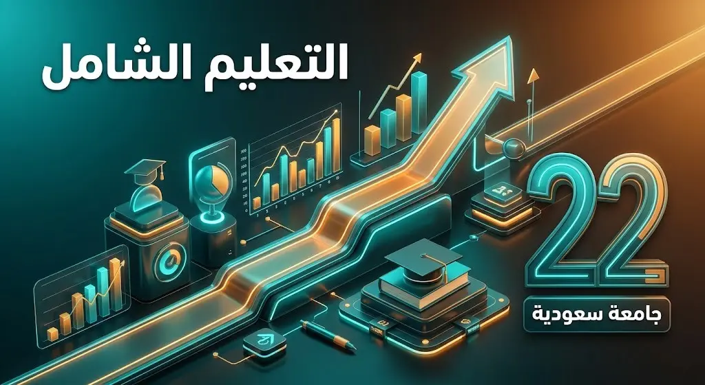 إنفوجرافيك احترافي يبرز مسارات التعليم الشامل وتميز الجامعات السعودية بأرقام ونصوص دقيقة