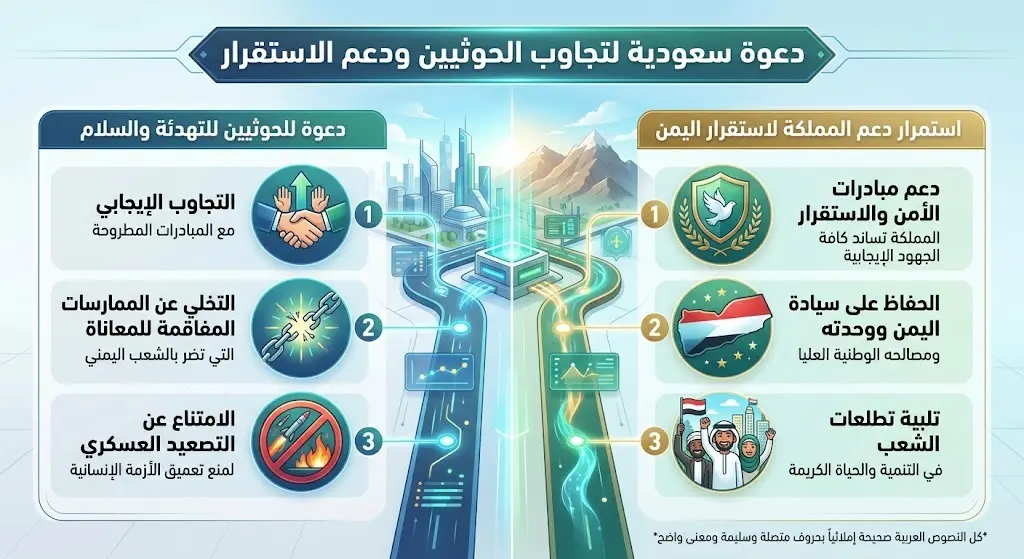 دعوة سعودية لتجاوب الحوثيين ودعم الاستقرار