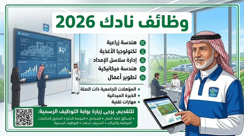 رابط التقديم على وظائف شركة نادك 2026 لحملة البكالوريوس في 9 مدن سعودية