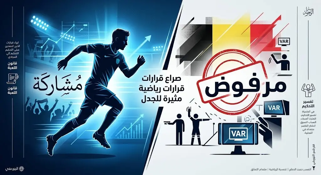 تصميم إنفوجرافيك يوضح السماح بمشاركة بالوغون في مواجهة رفض الفيفا للاستئناف البلجيكي.