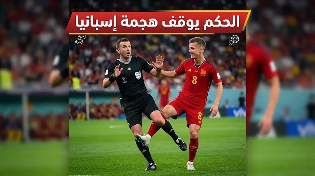 شاهد.. لقطة كوميدية لحكم مباراة إسبانيا وبلجيكا