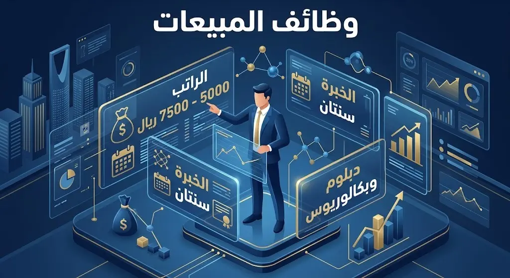إنفوجرافيك يوضح شروط التقديم ومزايا وظائف المبيعات في شركة حسن جميل للسيارات، متضمناً الراتب والخبرة المطلوبة.