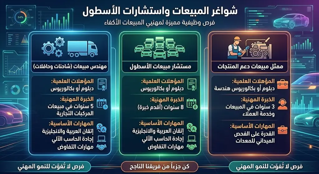 شواغر المبيعات واستشارات الأسطول