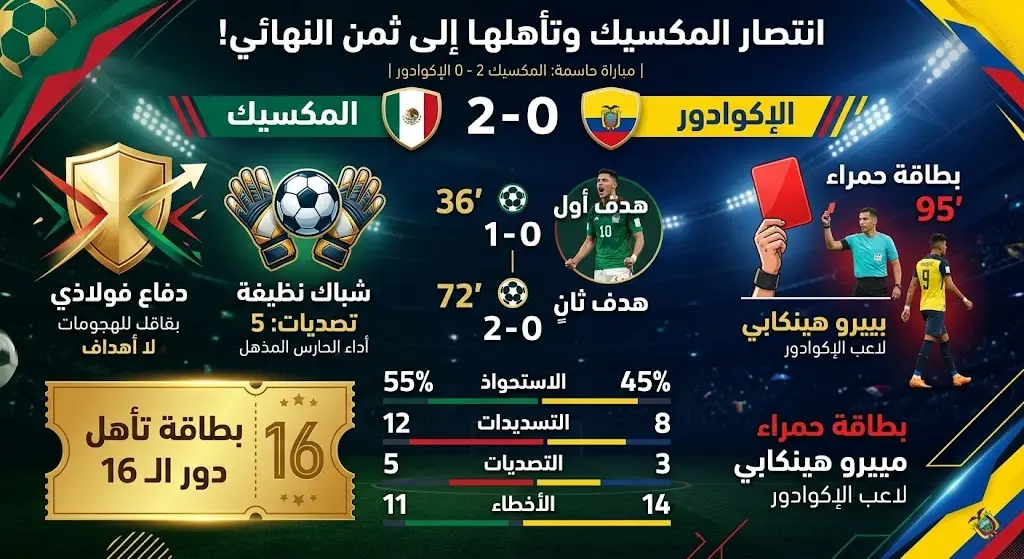 صلابة دفاعية مكسيكية وبطاقة حمراء