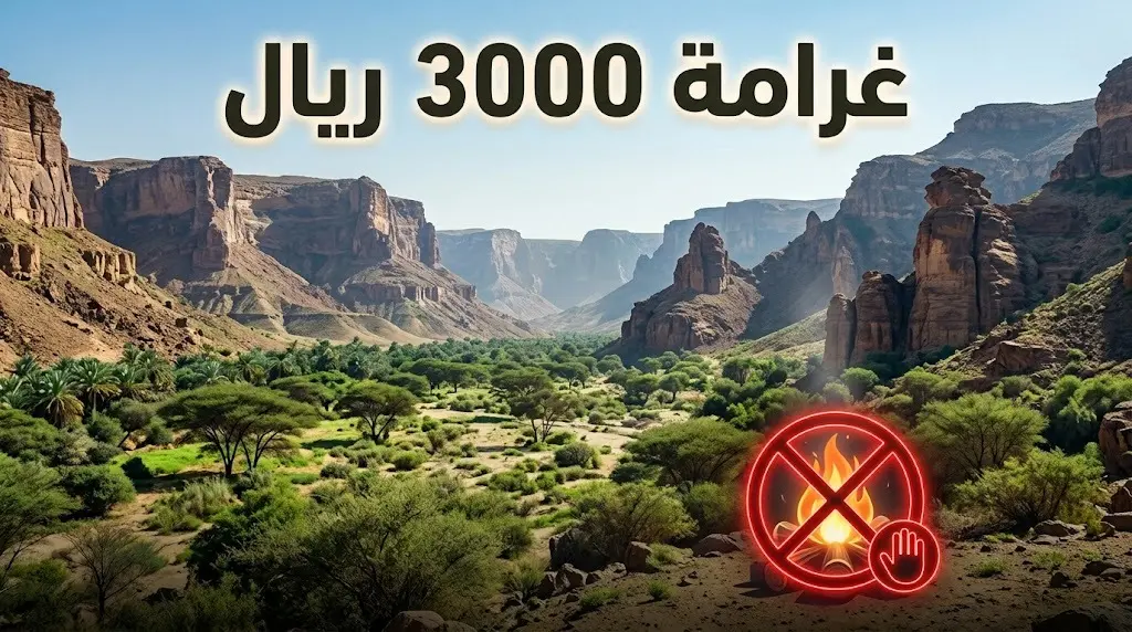 ضبط مواطن داخل محمية طويق وتغريمه 3000 ريال لإشعاله النار في موقع غير مصرح به