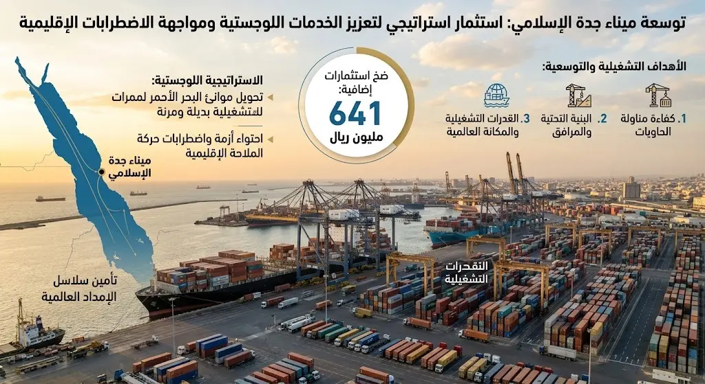 ضخ 641 مليون ريال لتوسعة ميناء جدة الإسلامي واحتواء اضطرابات الملاحة الإقليمية
