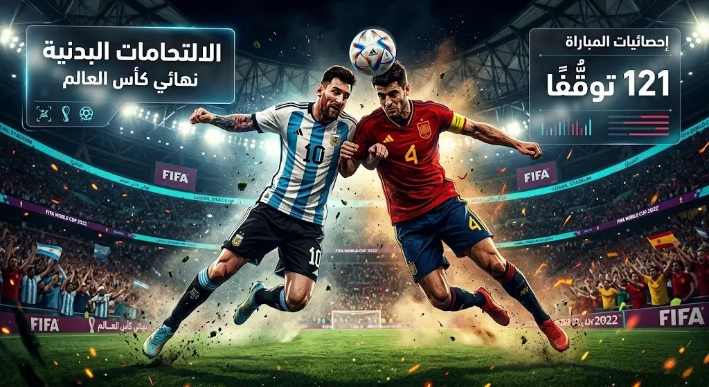 تصميم فني درامي يجسد قوة الالتحامات البدنية بين اللاعبين وتأثيرها على كثرة التوقفات