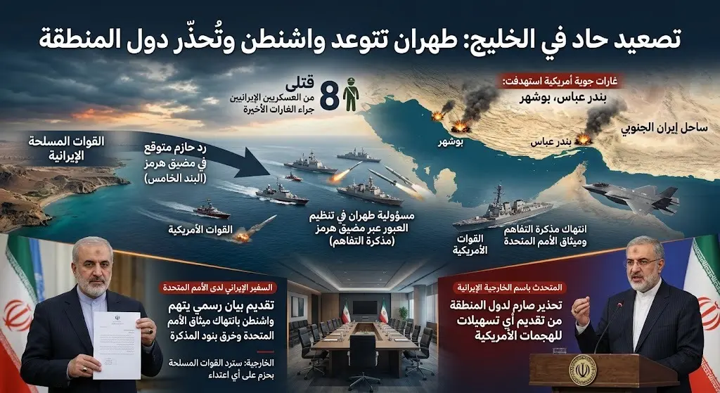طهران تتوعد واشنطن برد حازم بعد مقتل 8 عسكريين وتحذر دول المنطقة من تسهيل الهجمات الأمريكية