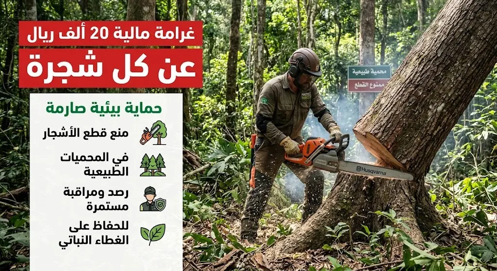 غرامة مالية تصل إلى 20 ألف ريال عن كل شجرة والإطاحة بمواطن داخل محمية الأمير محمد بن سلمان الملكية
