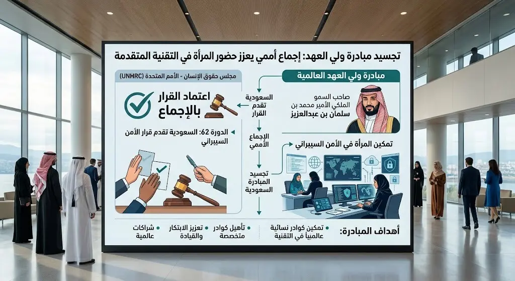 قرار أممي بالإجماع يجسد مبادرة ولي العهد لتعزيز حضور المرأة في قطاعات التقنية المتقدمة