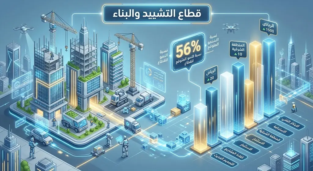 إنفوجرافيك يوضح استحواذ قطاع التشييد والبناء على 56% من قيمة المشاريع المُرساة في السعودية خلال شهر يونيو وتصدر المنطقة الشرقية.