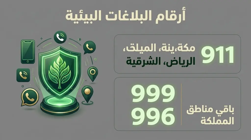 إنفوجرافيك يوضح أرقام وقنوات الإبلاغ عن المخالفات البيئية في كافة مناطق المملكة العربية السعودية