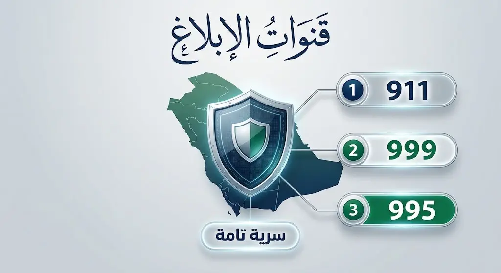 إنفوجرافيك يوضح أرقام الإبلاغ عن مهربي المخدرات في كافة مناطق المملكة، متضمناً الأرقام 911 و 999 و 995.