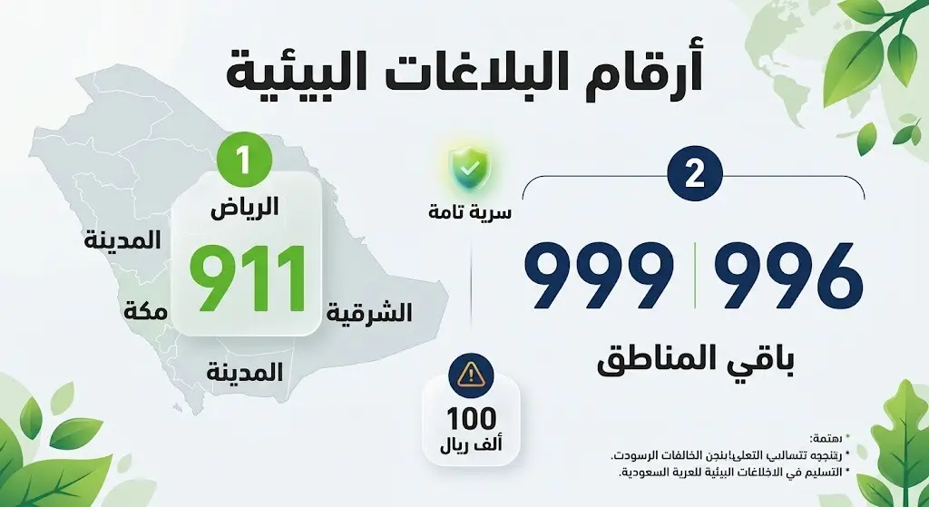 إنفوجرافيك يوضح أرقام البلاغات الرسمية عن التعديات البيئية في مناطق المملكة العربية السعودية وتوزيعها الجغرافي.