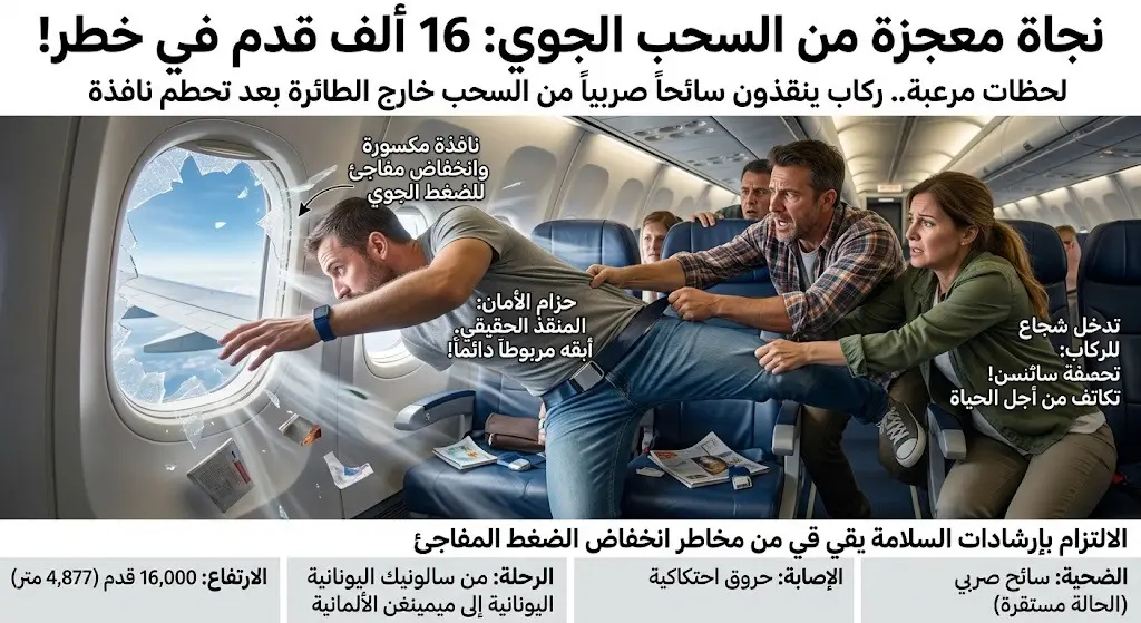 لحظات مرعبة على ارتفاع 16 ألف قدم: نجاة راكب من السحب خارج طائرة "رايان إير" إثر تحطم نافذتها