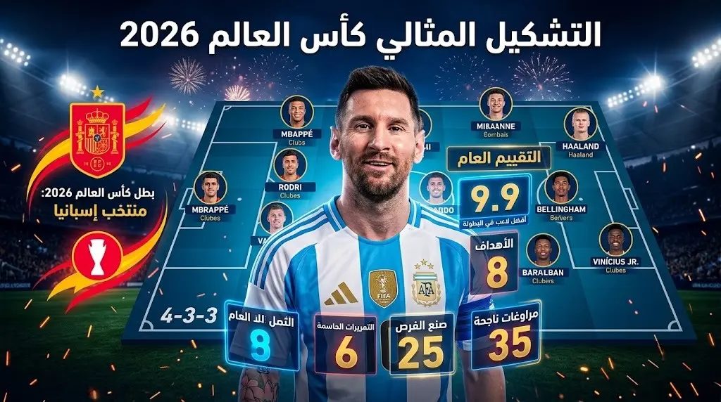 لغة الأرقام تحسم التشكيل المثالي في كأس العالم 2026 بتفوق ميسي على مبابي وظهور مميز لمصطفى شوبير