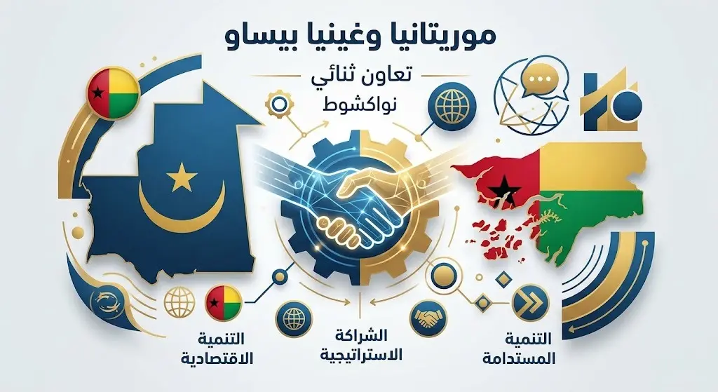 إنفوجرافيك يوضح المباحثات الثنائية والتعاون المشترك بين موريتانيا وغينيا بيساو في العاصمة نواكشوط.