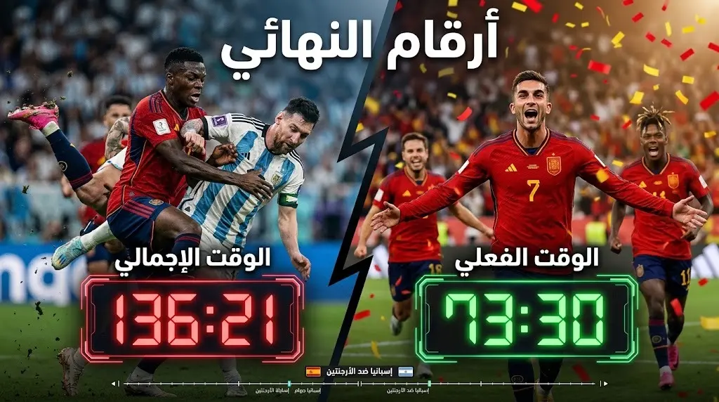ما هو الوقت الفعلي لمباراة إسبانيا ضد الأرجنتين في نهائي كأس العالم 2026؟